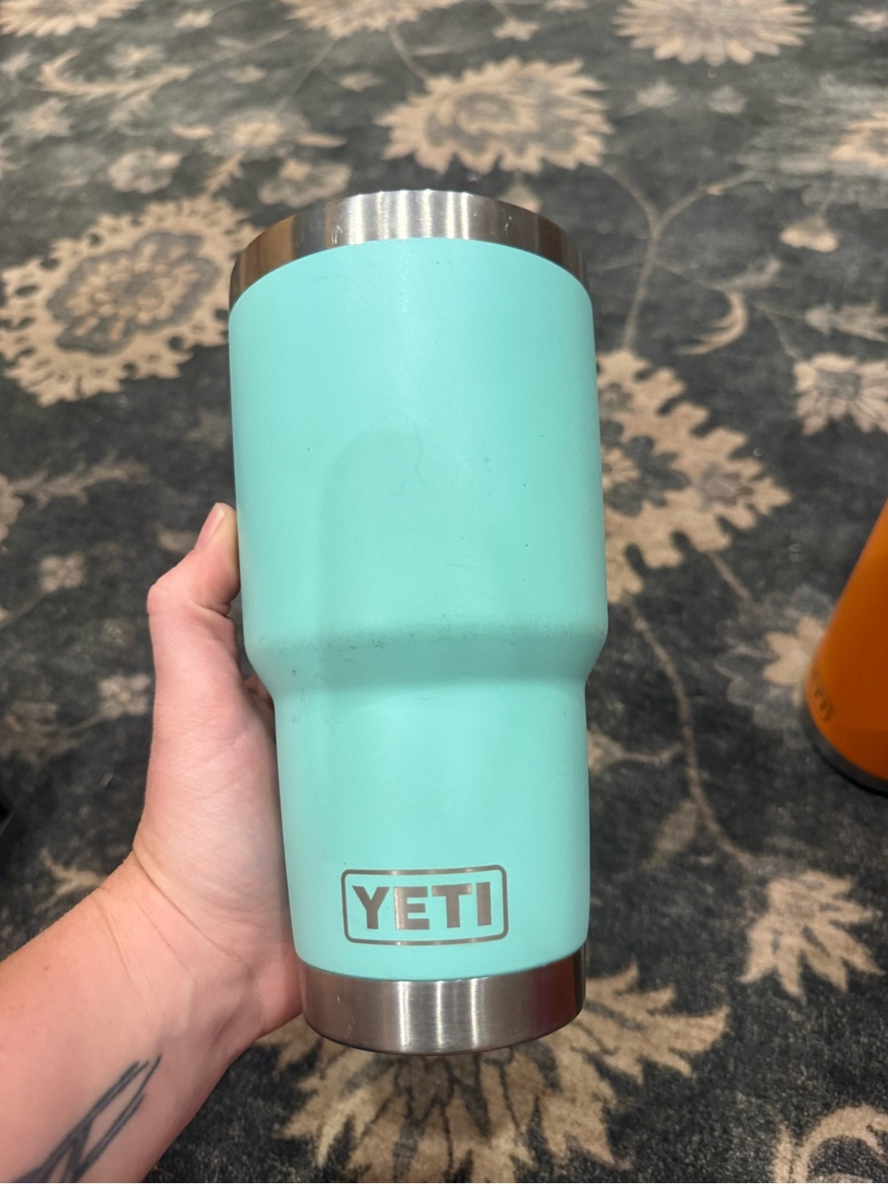 Yeti Mint Green Insulated Tumbler with Stainless Accents
